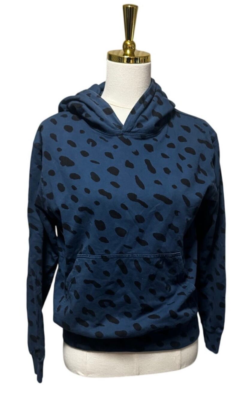 Clare V. Faded Marine Jaguar Hoodie Blue and Black Sweatshirt Size S
